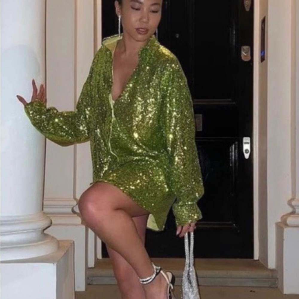 SLA The Label Green Sequin Jacket
